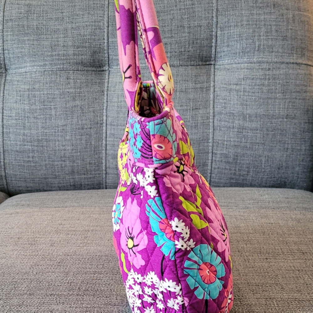 Vera Bradley Floral Purple Quilted Small Tote Bag - Picture 6 of 7
